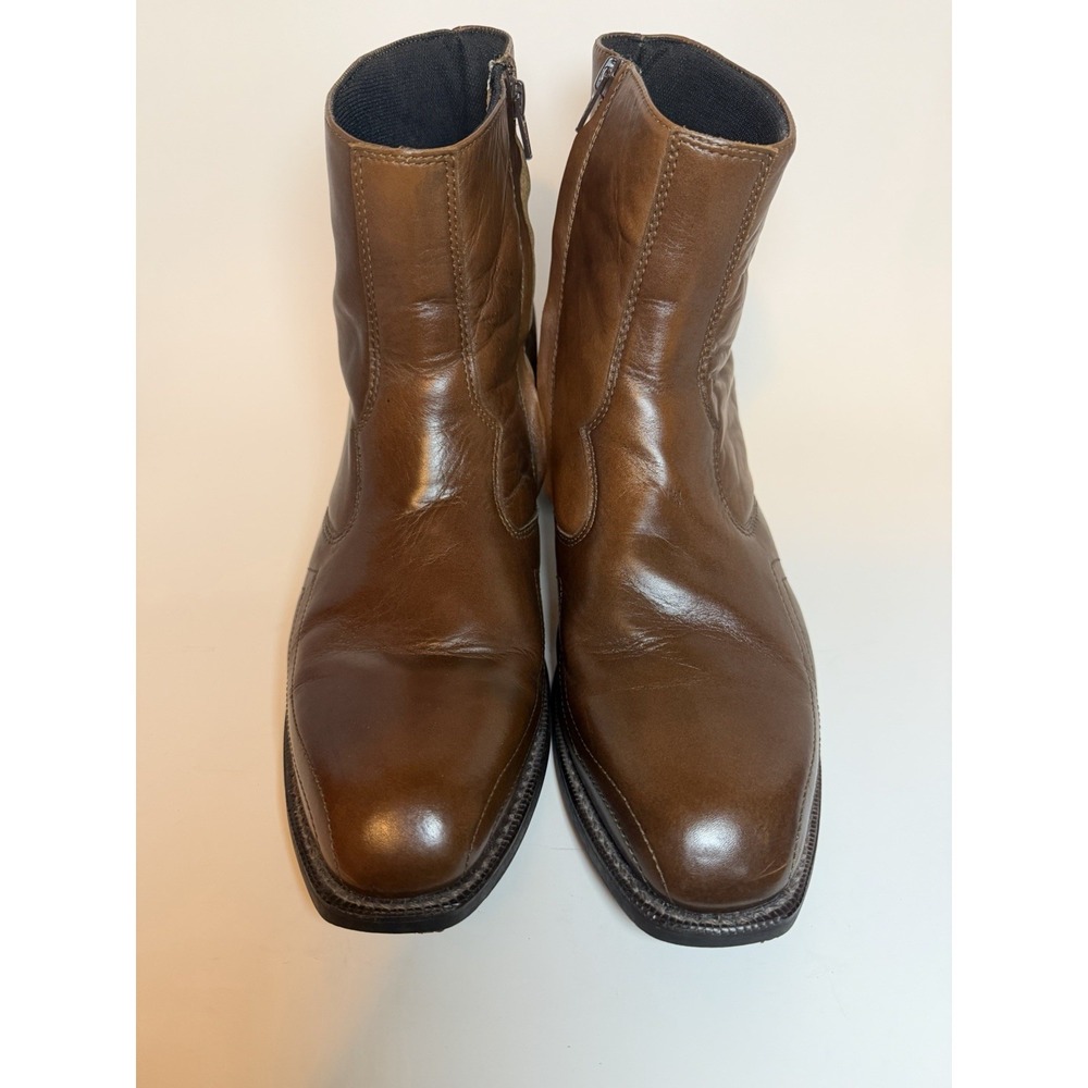 Vintage Laredo Men'sBrown Leather Side Zip Western Cowboy Boots Square Toe, 10.5